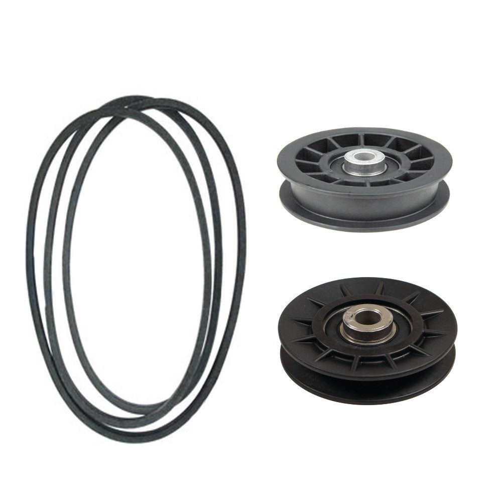 Drive Belt, Idler Pulley & Flat Idler Pulley Kit Fits John Deere