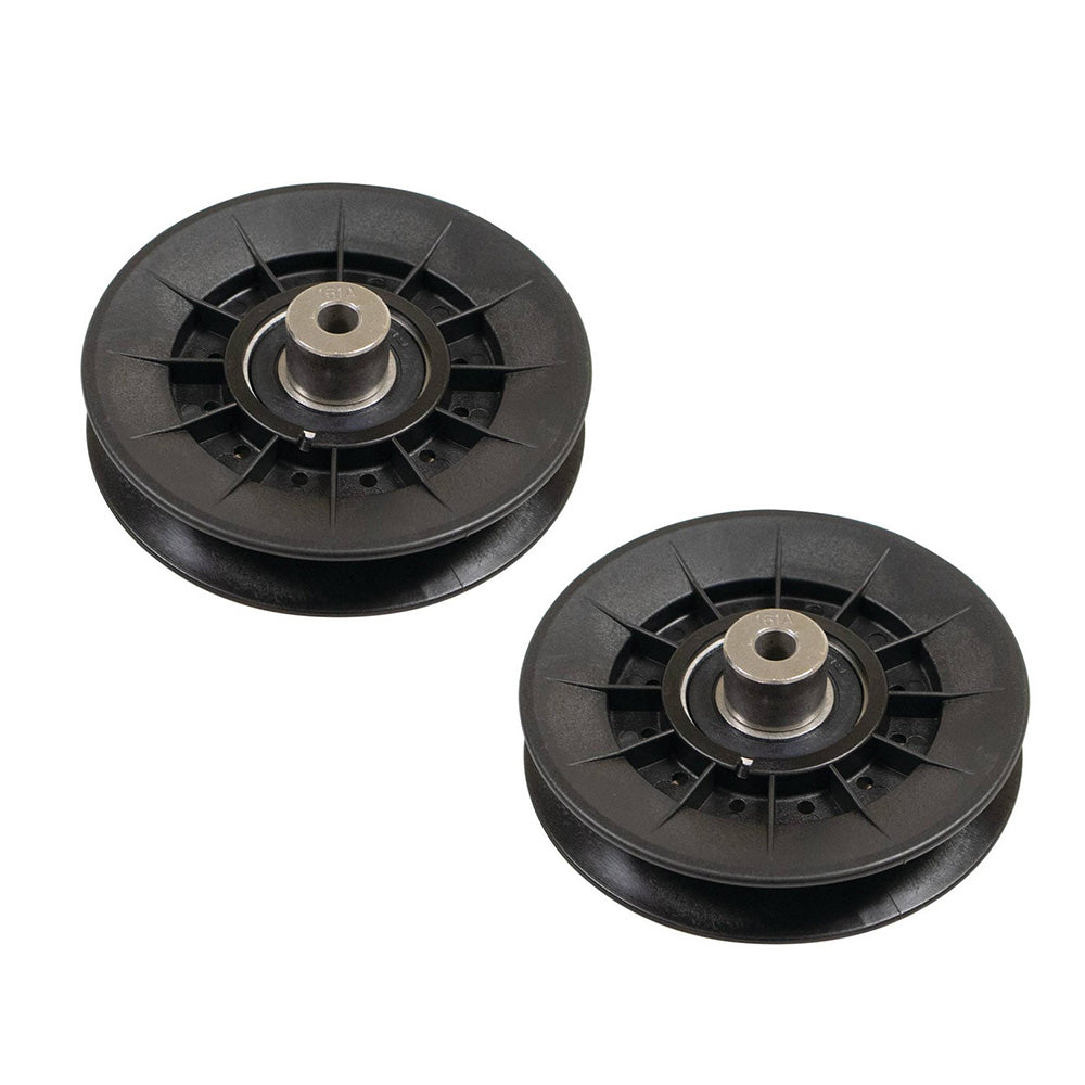 (2) AM138080 Replacement V-Idler Pulleys Fits John Deere Mowers X300 X304