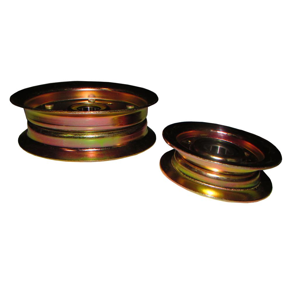 GY20067 2-pc Flat Idler Pulley Set Fits John Deere 108 D125 D130 L100 L105 L107