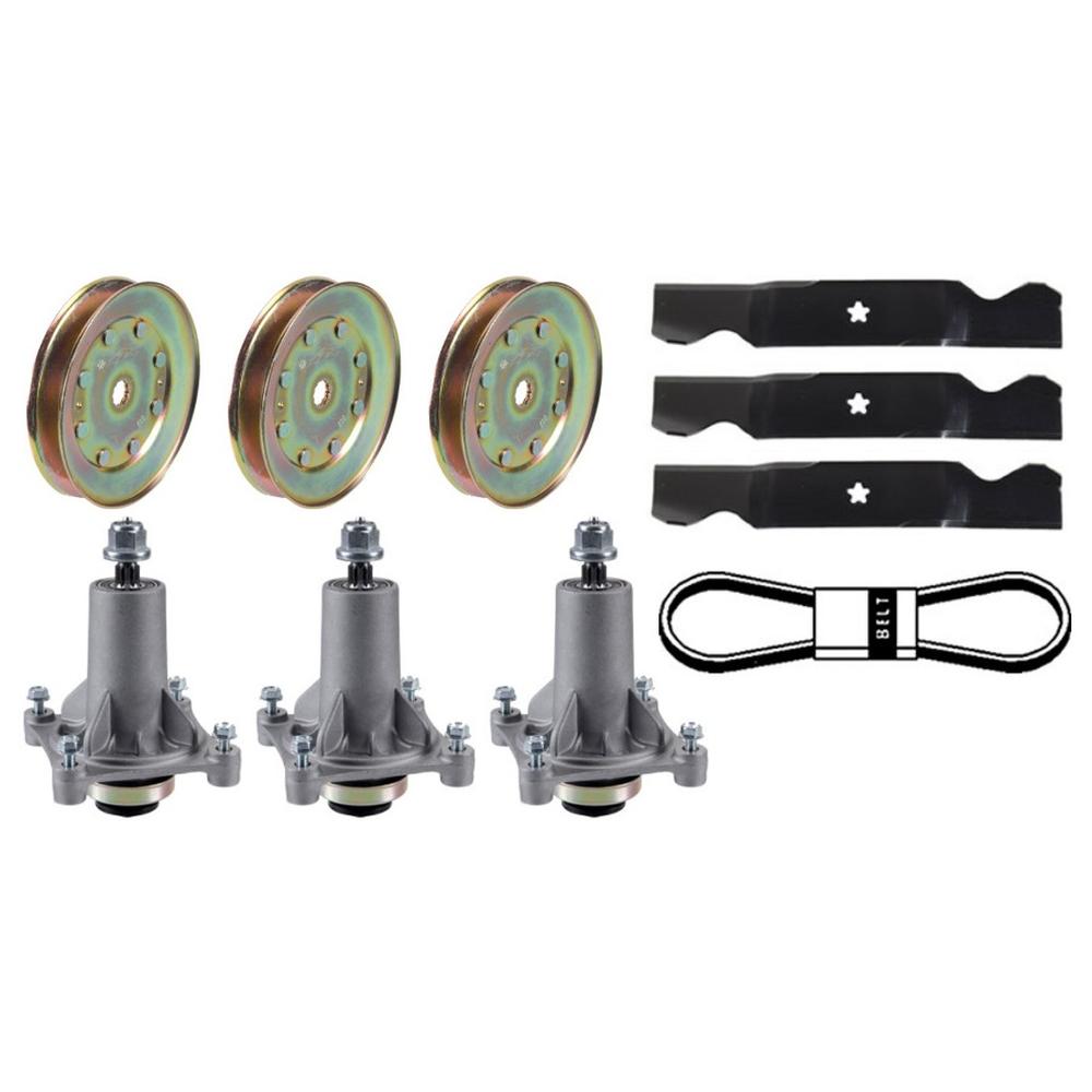 Rebuild Kit Fits Husqvarna 54" Deck Mower LGT2654 Spindles Blades Pulleys 196103