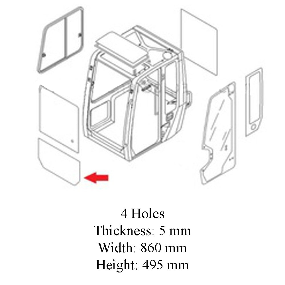 03786-01610 Front Lower Glass Fits Takeuchi
