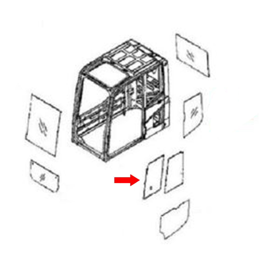 Front Door Slider Glass Fits Komatsu Replaces 20Y-54-52850