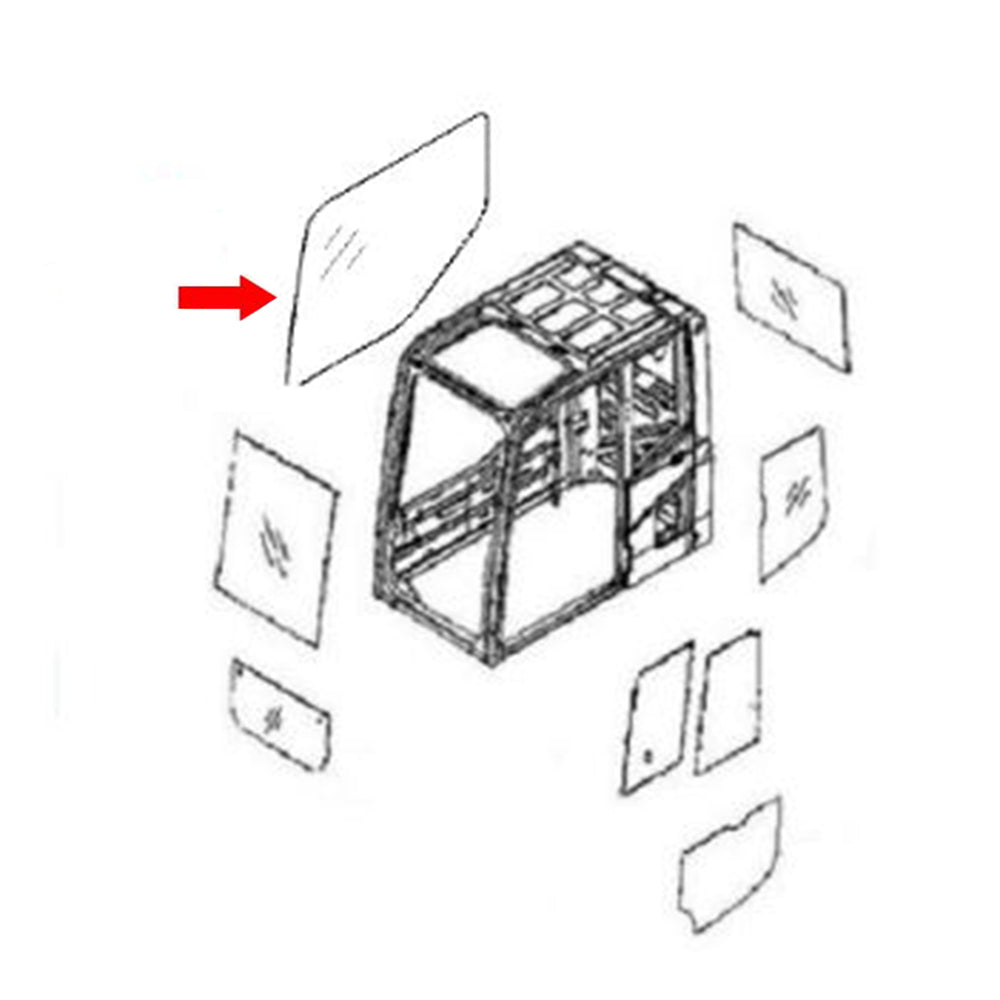 22B-54-15221 Side Cab Glass Fits Komatsu Excavator PC228USLC-3N-W1 PC78MR-6-N