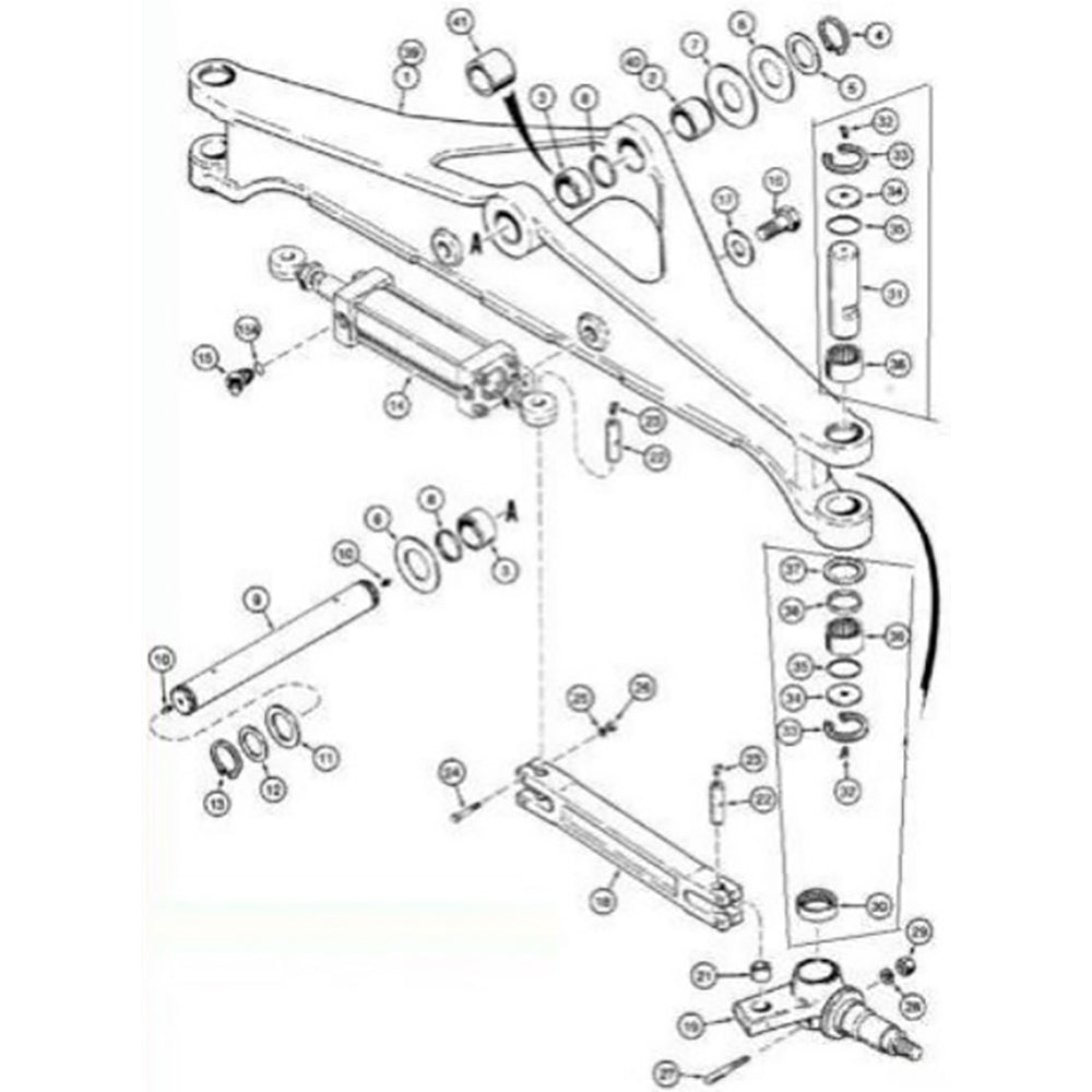 FRONT AXLE KING PIN SET Fits Case 586E FORKLIFT INDUSTRIAL 480C 480D 480E 480F