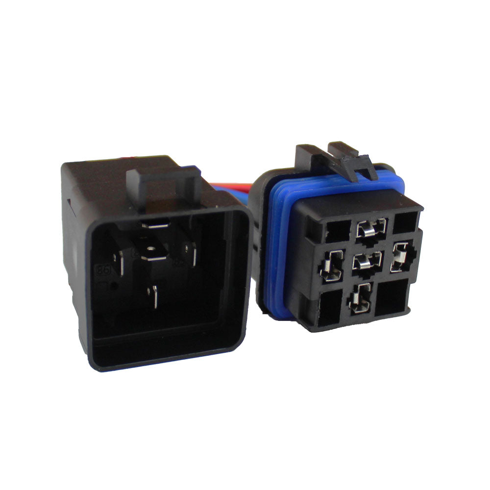 5 Pack - 5 Terminal Weatherproof Relay 12 Volt with Sealed Wiring Harness 30 Amp