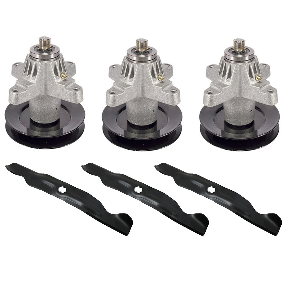 112-0316 3 Mower Deck Spindles and 3 Blades Fits Toro GT2100 GT2200 LX500