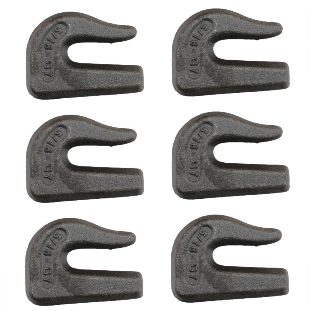 6 Weld On Grab Chain Hooks 5/16" G70 WLL 4,700 Bucket Trailer Rigging 0900103