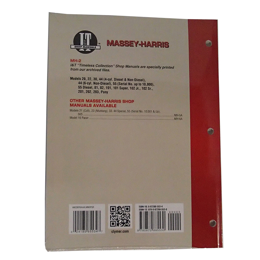 MH-2 I&T Shop Manual Fits Massey Ferguson 101 101 JR 101 SR 101 SUPER 102 JR