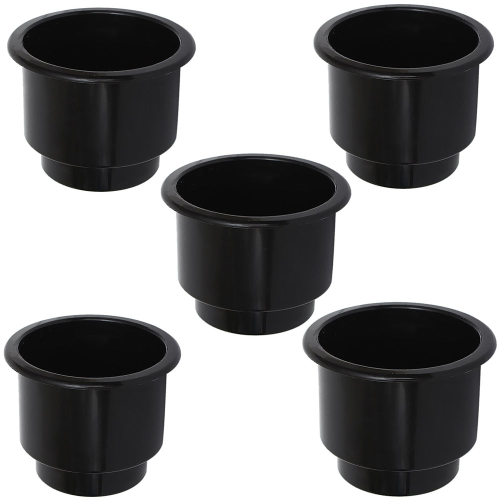 Qty 5: Black Plastic Cup Holder w/ Drain Hole Fits Universal Products