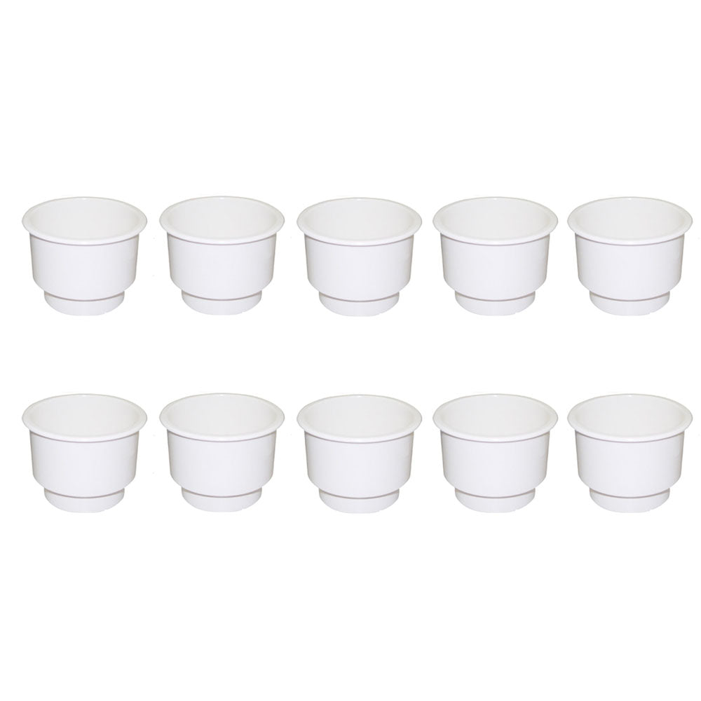 Qty 10: White Plastic Cup Holder w/ Drain Hole Fits Universal Products