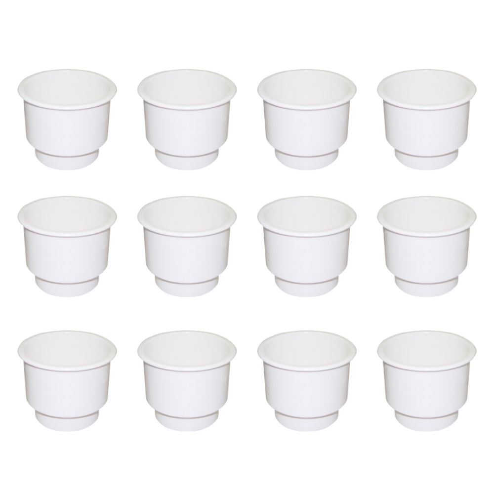 Qty 12: White Plastic Cup Holder w/ Drain Hole Fits Universal Products