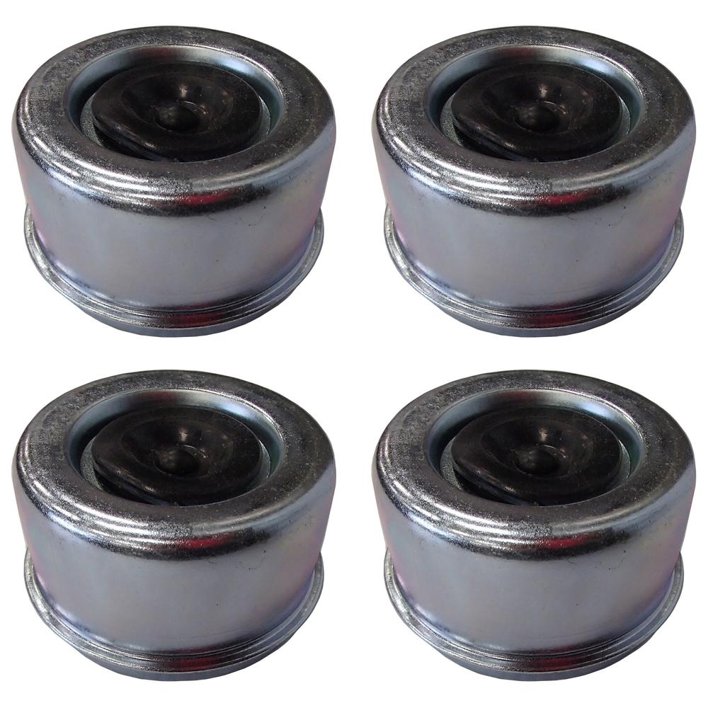 (Pack of 4) Grease Caps, 2.72", with Rubber Plugs for 8 Lug Hub, Trailer Axles