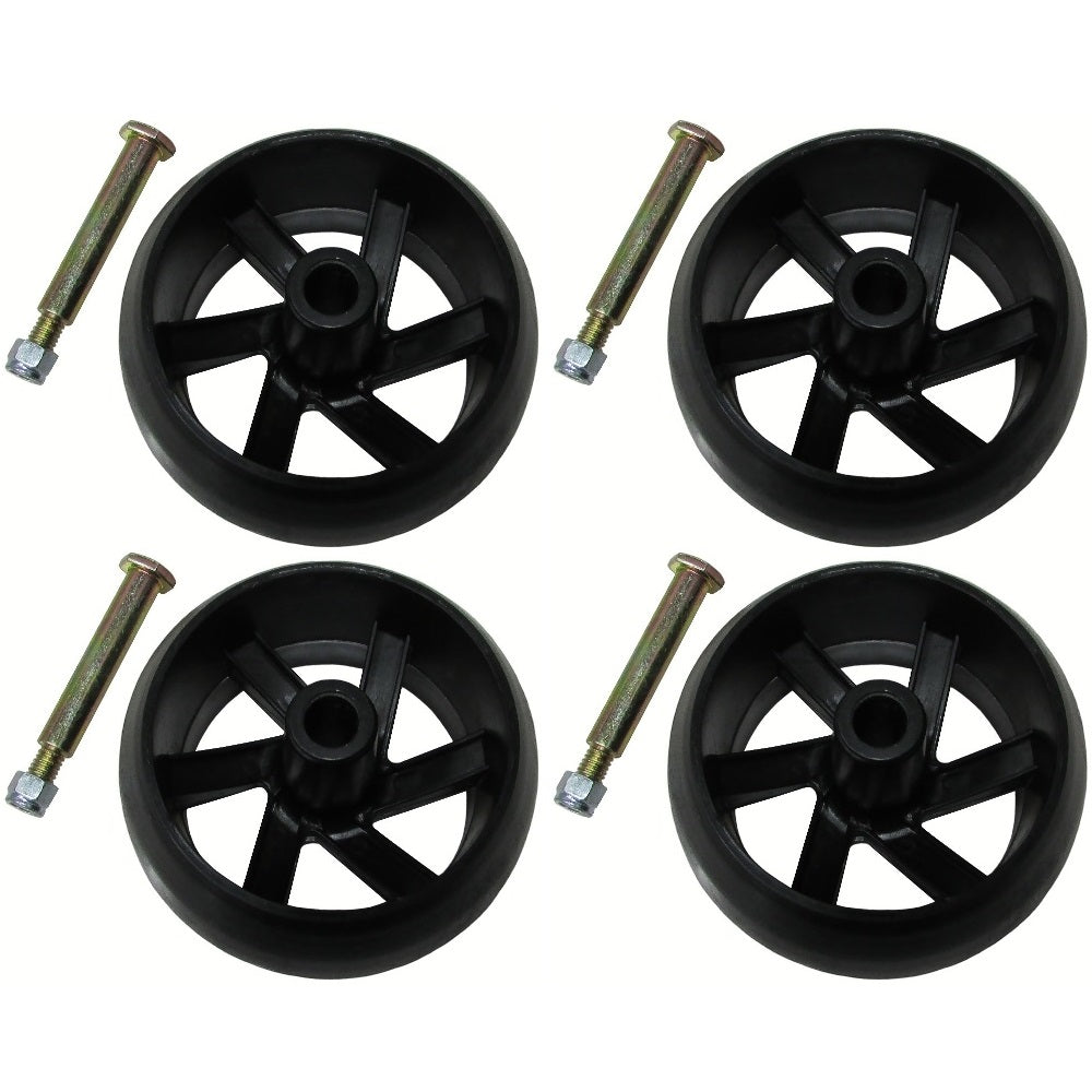 (Pack of 4) Smooth Deck Wheel with Bolt, Nut Fits Husqvarna 589527301 &