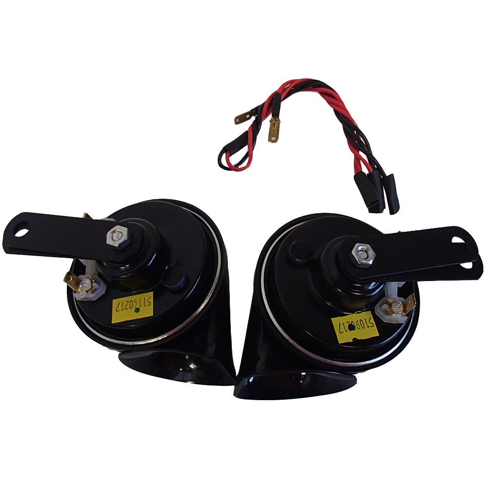 ELL70-0105-AIC 12V Hella Black Trumpet Horn Set