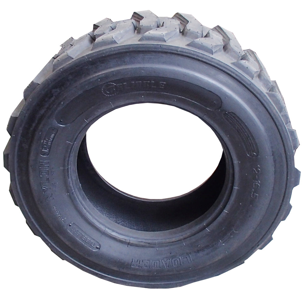 Set of 2 12-Ply 12 x 16.5 Tires w/ Orange Rims Fits Bobcat Skid Steer Loader