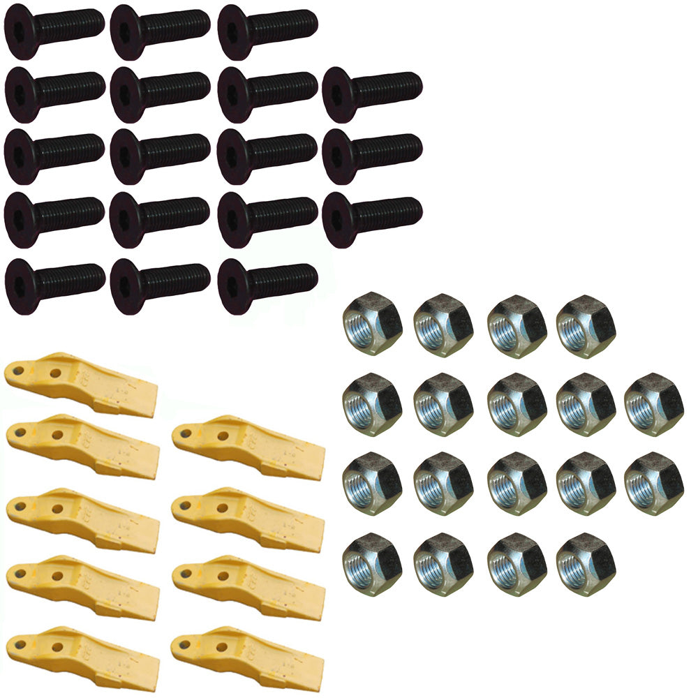 132-4720 Set of 9 Bucket Uni-Teeth with Hardware Fits Caterpillar 216 216B