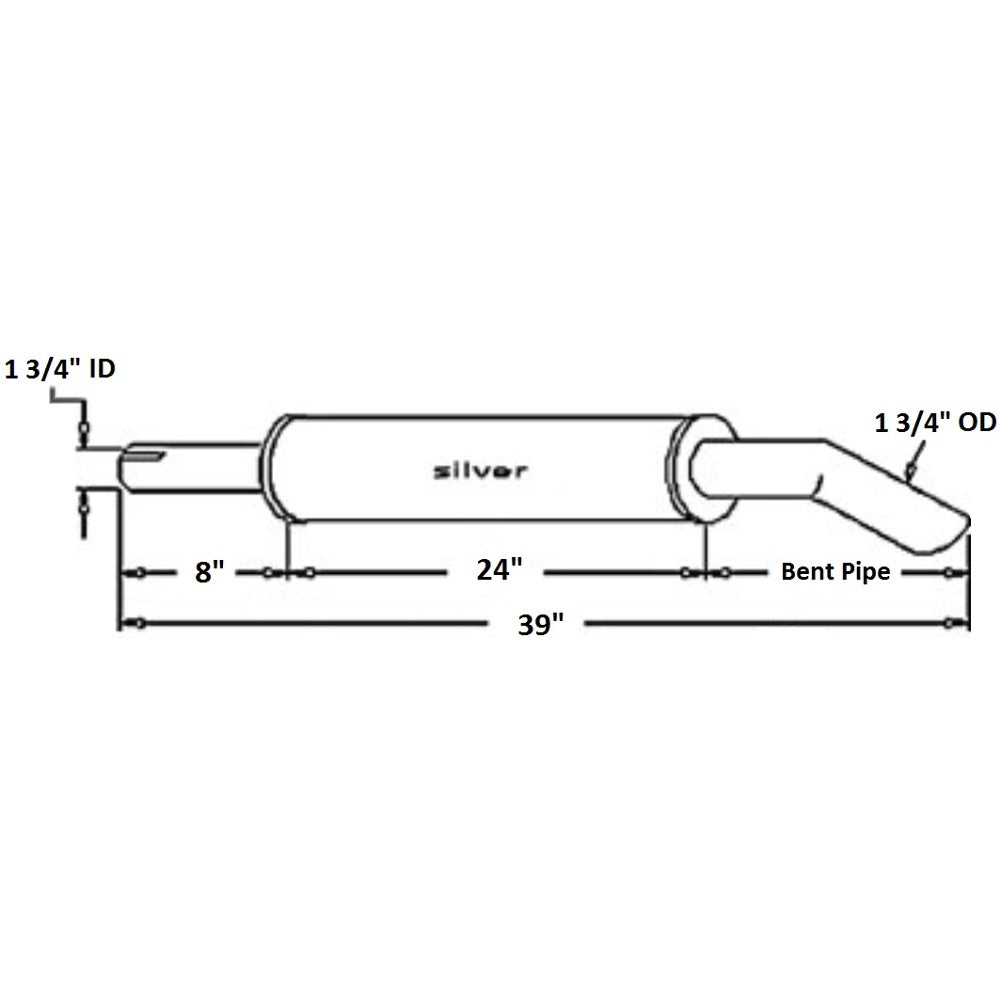 Muffler with Extension Pipe Fits Long Replaces TX12624