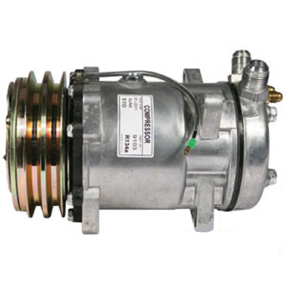 8819103 Sanden SD510HD Compressor, w/ 2 Groove Clutch - Fits Massey Ferguson
