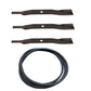 816-116C Set of 3 Finishing Mower Blades & Mower Belt Fits Land Pride AT2660