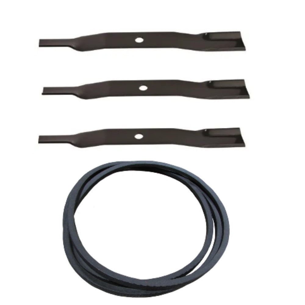 890172C-BELTSET Set of 3 Finishing Mower Blades & Mower Belt Fits Ferrari