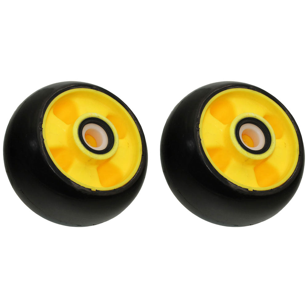 QTY 2: Yellow Deck Gage Wheel
 Fits John Deere Replaces AM115488