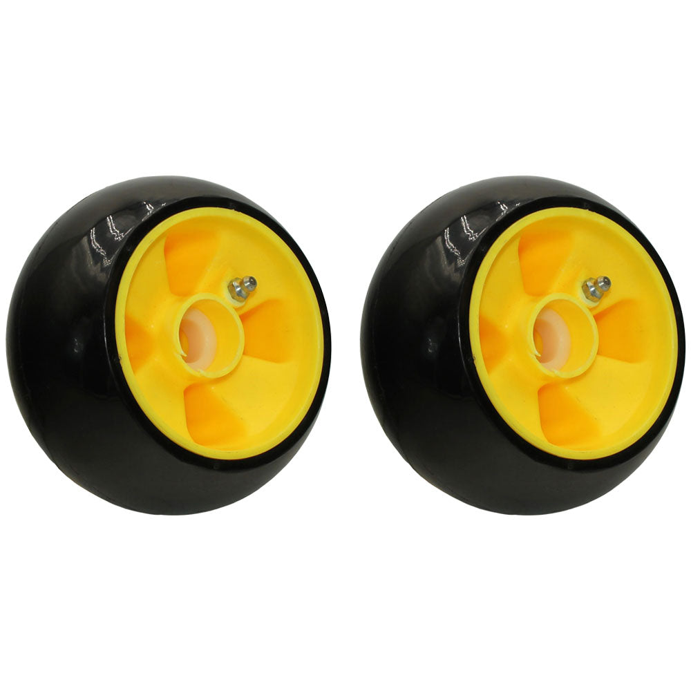 QTY 2: Yellow Deck Gage Wheel
 Fits John Deere Replaces AM115488