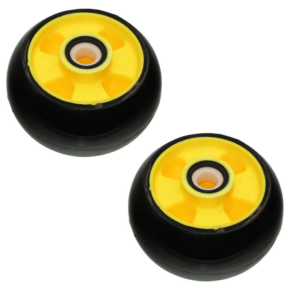 QTY 2: Yellow Deck Gage Wheel
 Fits John Deere Replaces AM115488