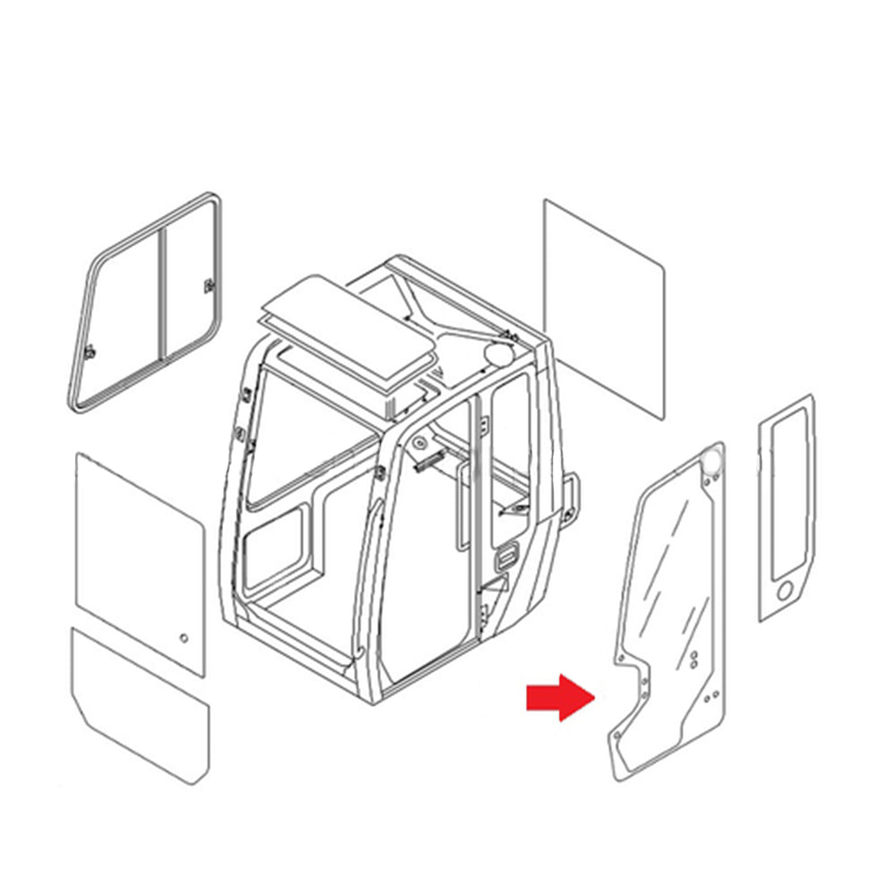 0568660330 Cab Door Glass Fits Takeuchi