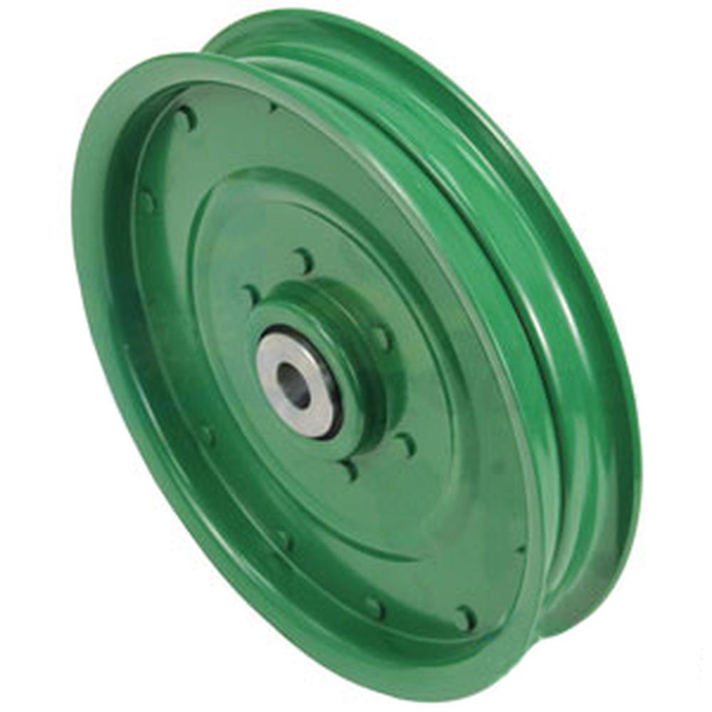 Green Flat Idler Pulley Fits John Deere Replaces AH94450