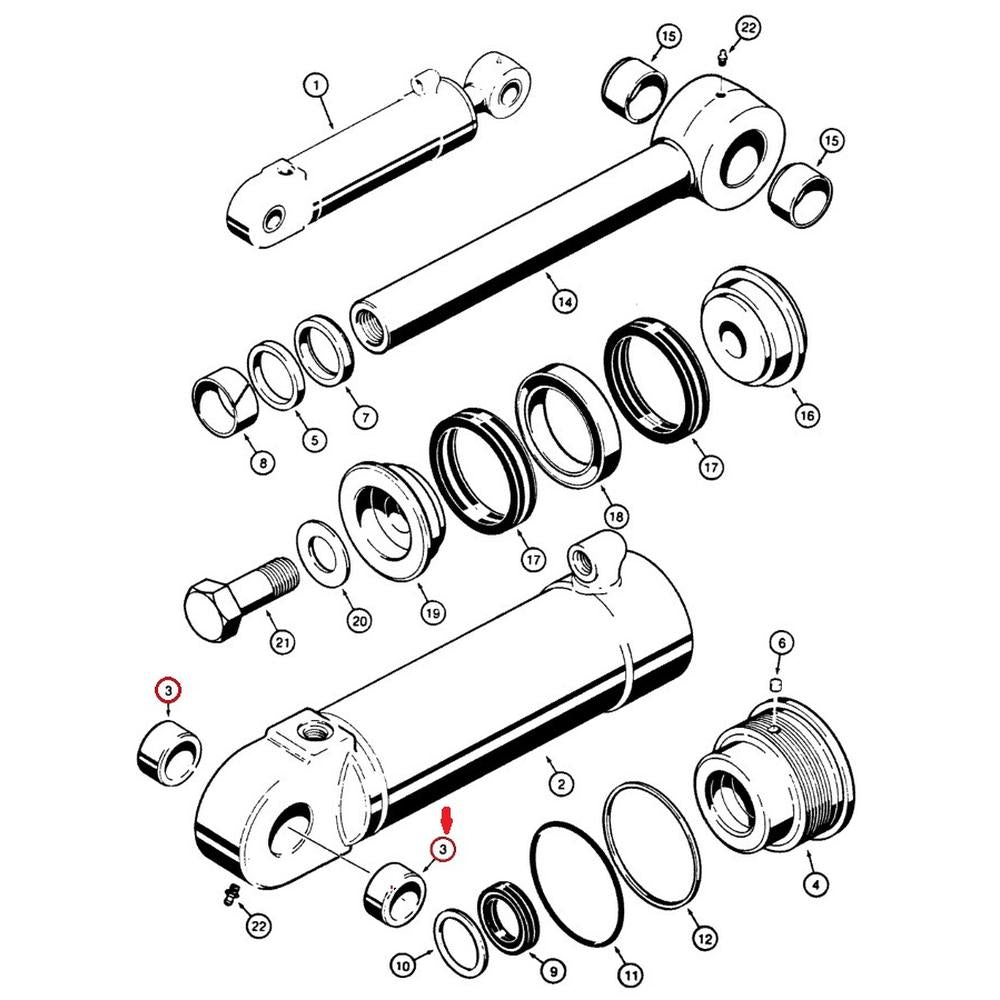 D34340 Bushing At dipper cylinder Fits Case 580B, 580C, 580D, 580E