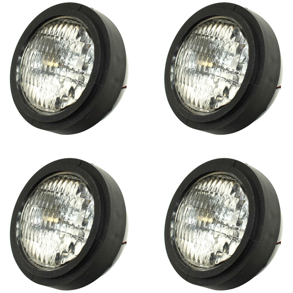 Qty 4: 12V Sealed Beam Headlight Fits White Replaces 105340AS