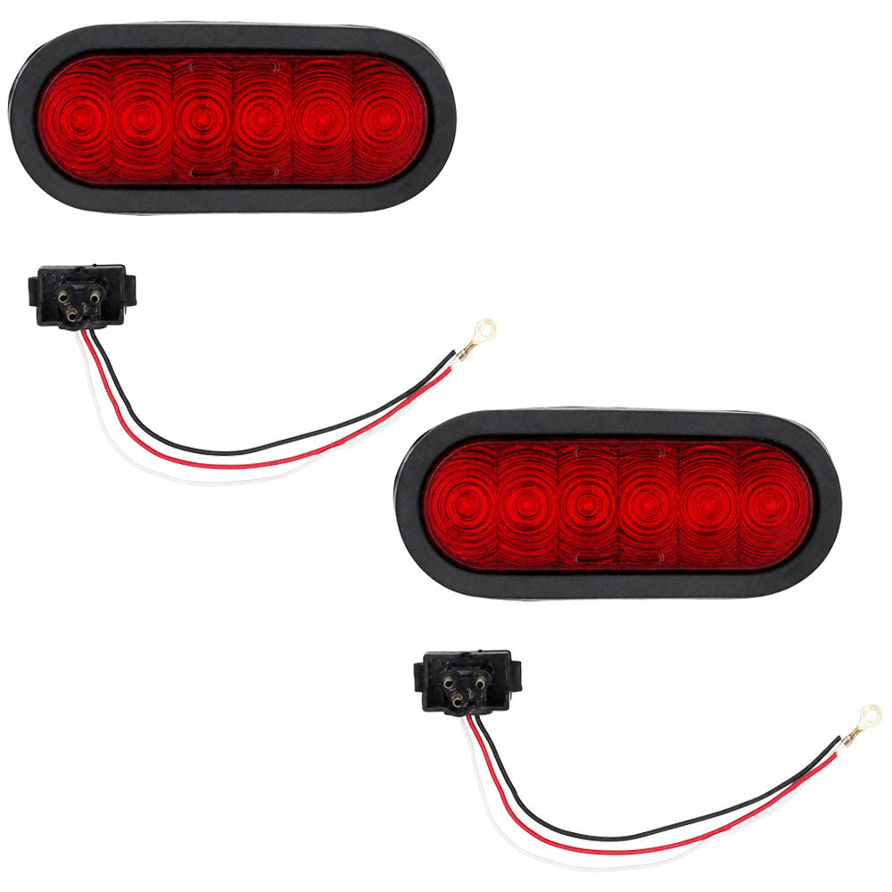 T66-RR0T-1 Qty 2: 6" Red Oval LED Light Kit  Fits Universal Products