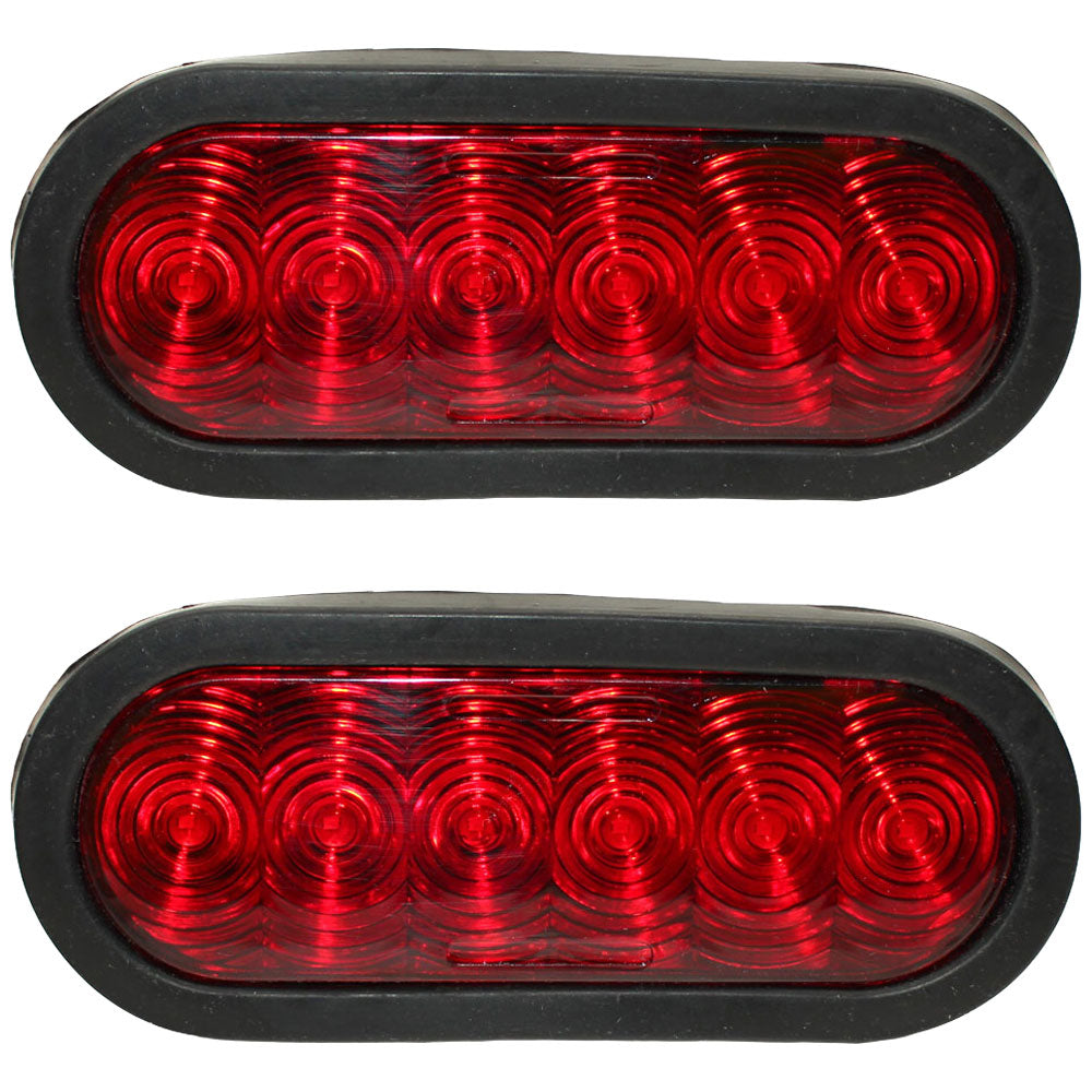 T66-RR0T-1 Qty 2: 6" Red Oval LED Light Kit  Fits Universal Products
