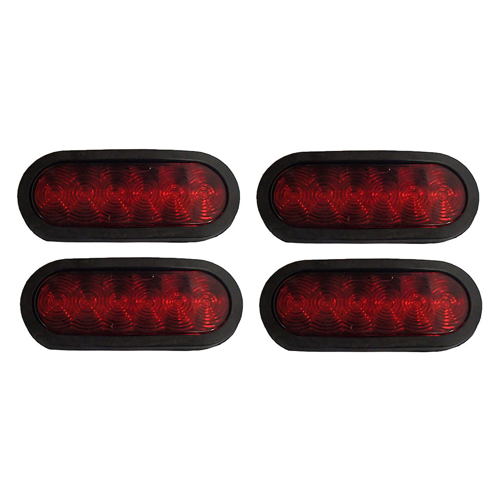 T66-RR0T-1 Qty 4: 6" Red Oval LED Light Kit Fits Universal Products