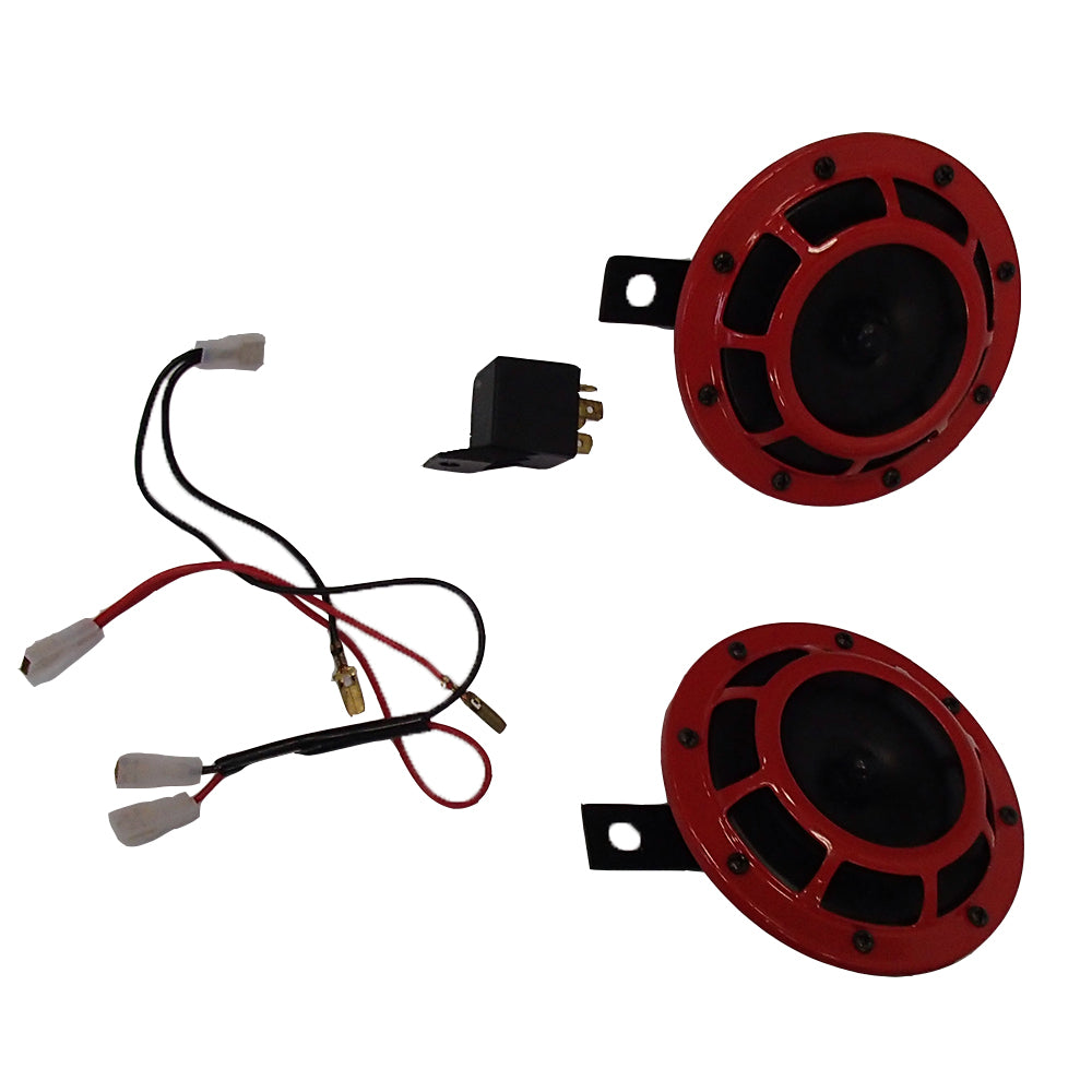12V-HORN 12V Red Grill Horn Set Fits Universal Products