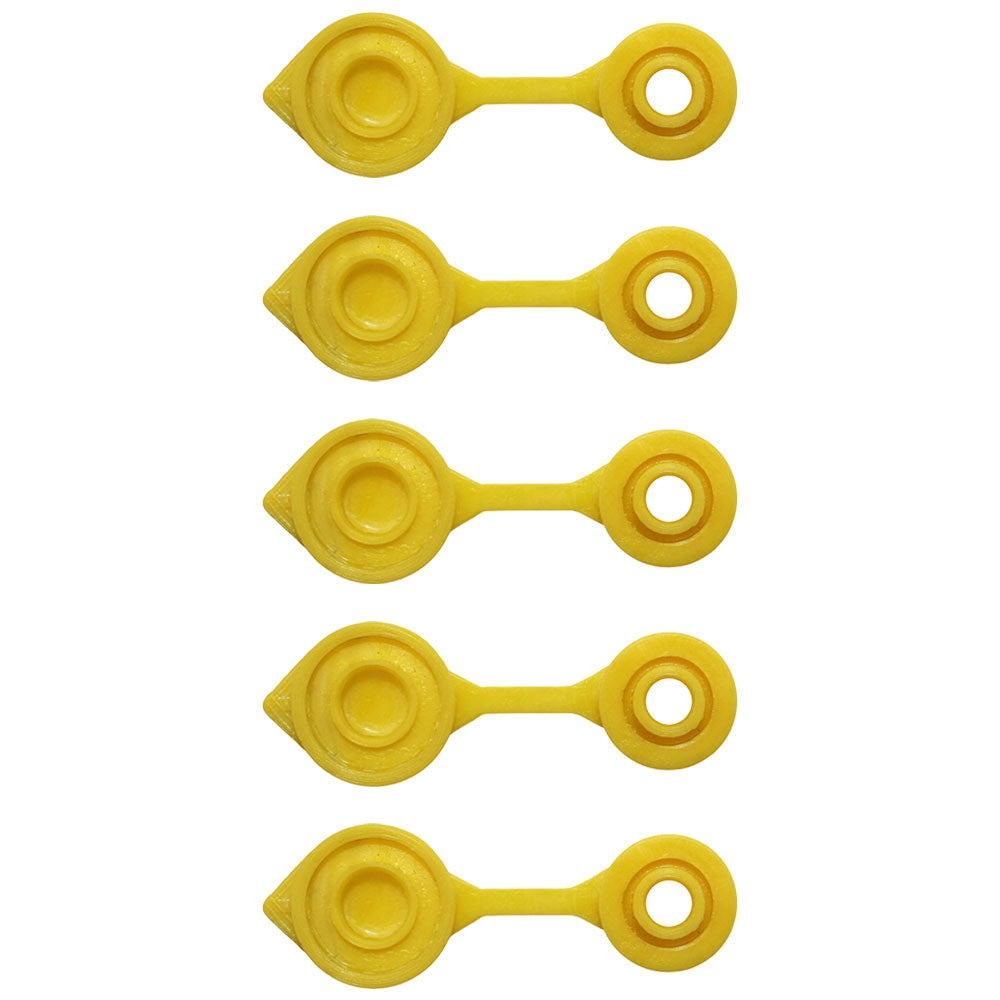 Set of Five (x5) Heavy Duty Fuel Can Vent Caps For All Plastic Fuel Cans Yellow