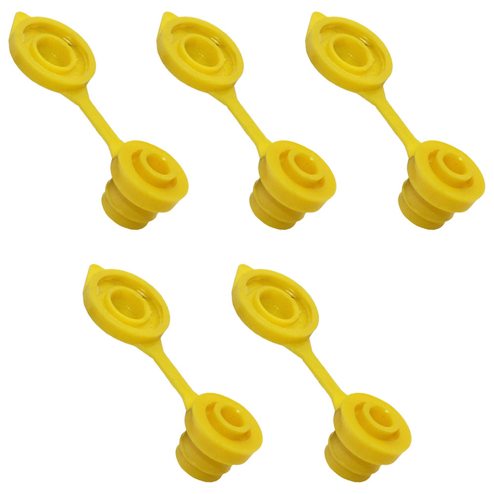Set of Five (x5) Heavy Duty Fuel Can Vent Caps For All Plastic Fuel Cans Yellow