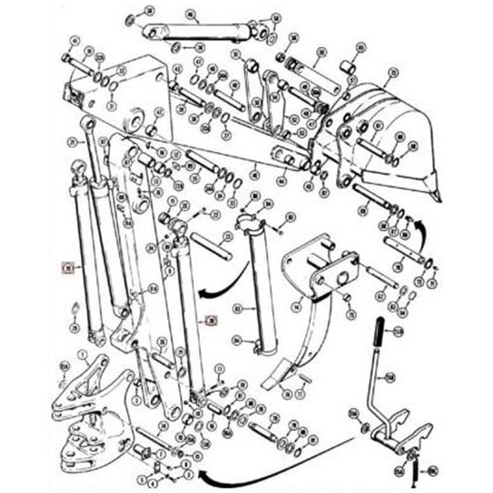 G109434 Bucket Cylinder Assembly 2 1/2" Rod Fits Case 580B, 580C, 580D, 580E