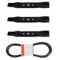 3 Blades & 1 Deck Belt Fits GX20250 GX20305 GY20571 L120 L130 48" Deck Mower