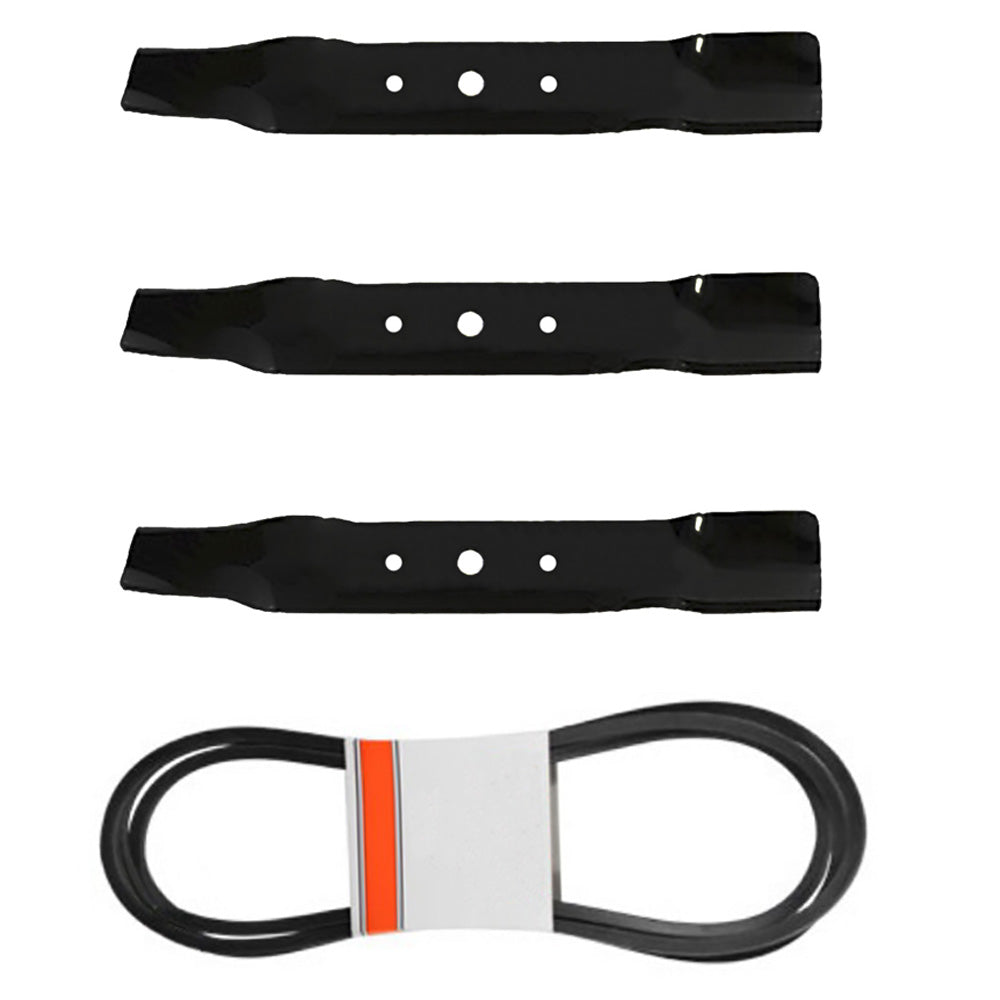 3 Blades & 1 Deck Belt Fits GX20250 GX20305 GY20571 L120 L130 48" Deck Mower