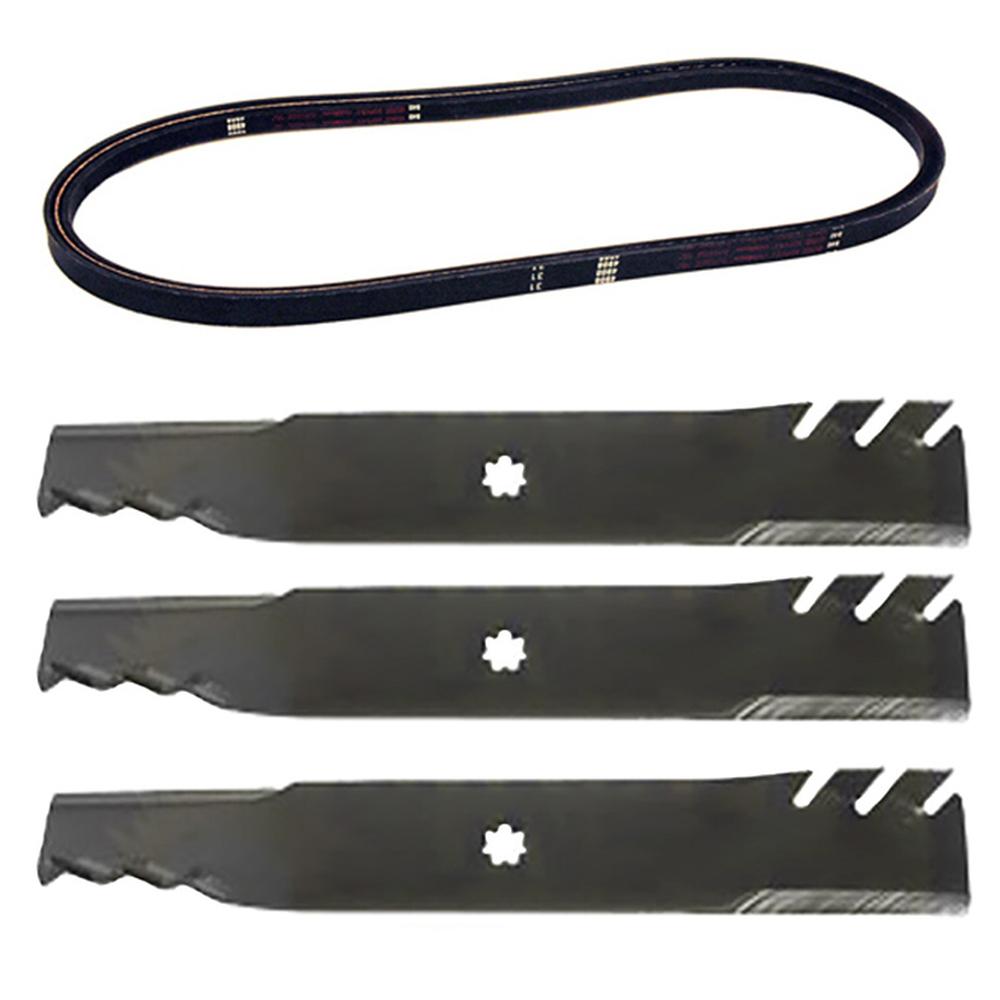 AM137757 3 Blades & Belt
 Fits John Deere D140 D150 D160 E150 E160 E170 LA130