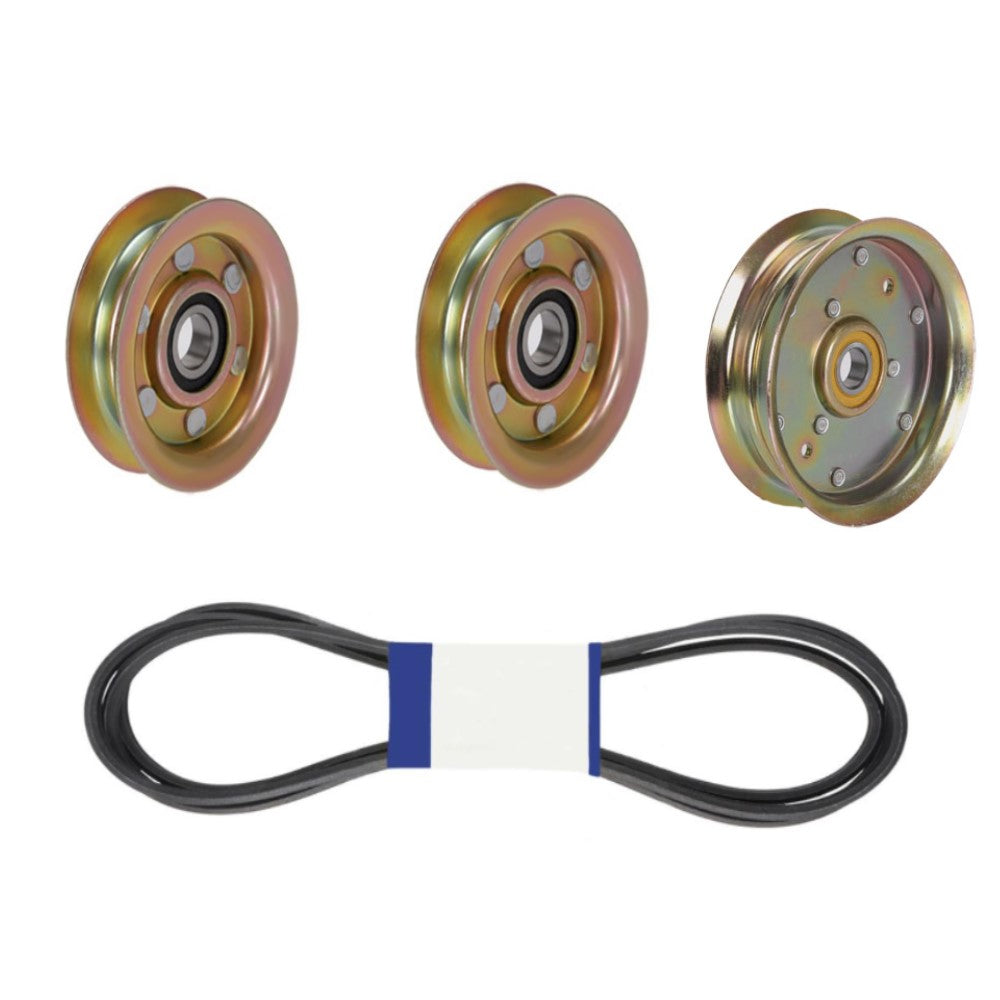 Mower Deck Belt w/ Flat Idler Pulleys Fits John Deere Replaces GX20571
