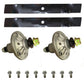 2 Spindle Assemblies w/ Nuts, 2 Blades & 8 Thread Cutting Bolts Fits John Deere