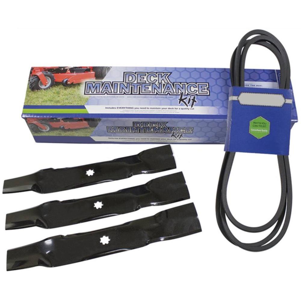 50-2081 Mower Blades & Deck Belt Kit Fits John Deere D140 D150 D160 L120 L130