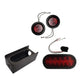 2" Red Round & 6" Red Oval Tail Light Steel Box Set