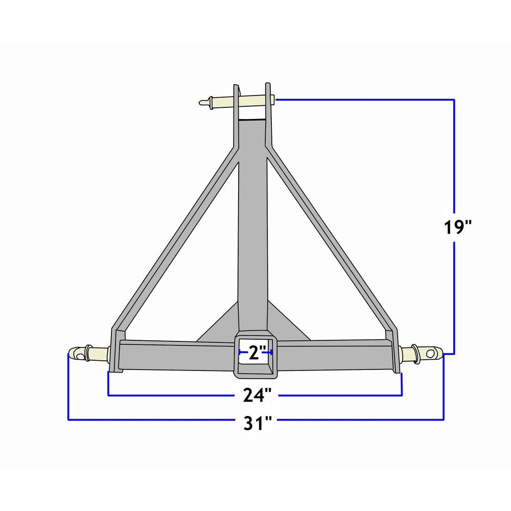 3PTRCVRHITCH 3-Point Receiver Hitch (Orange) Fits Universal Products