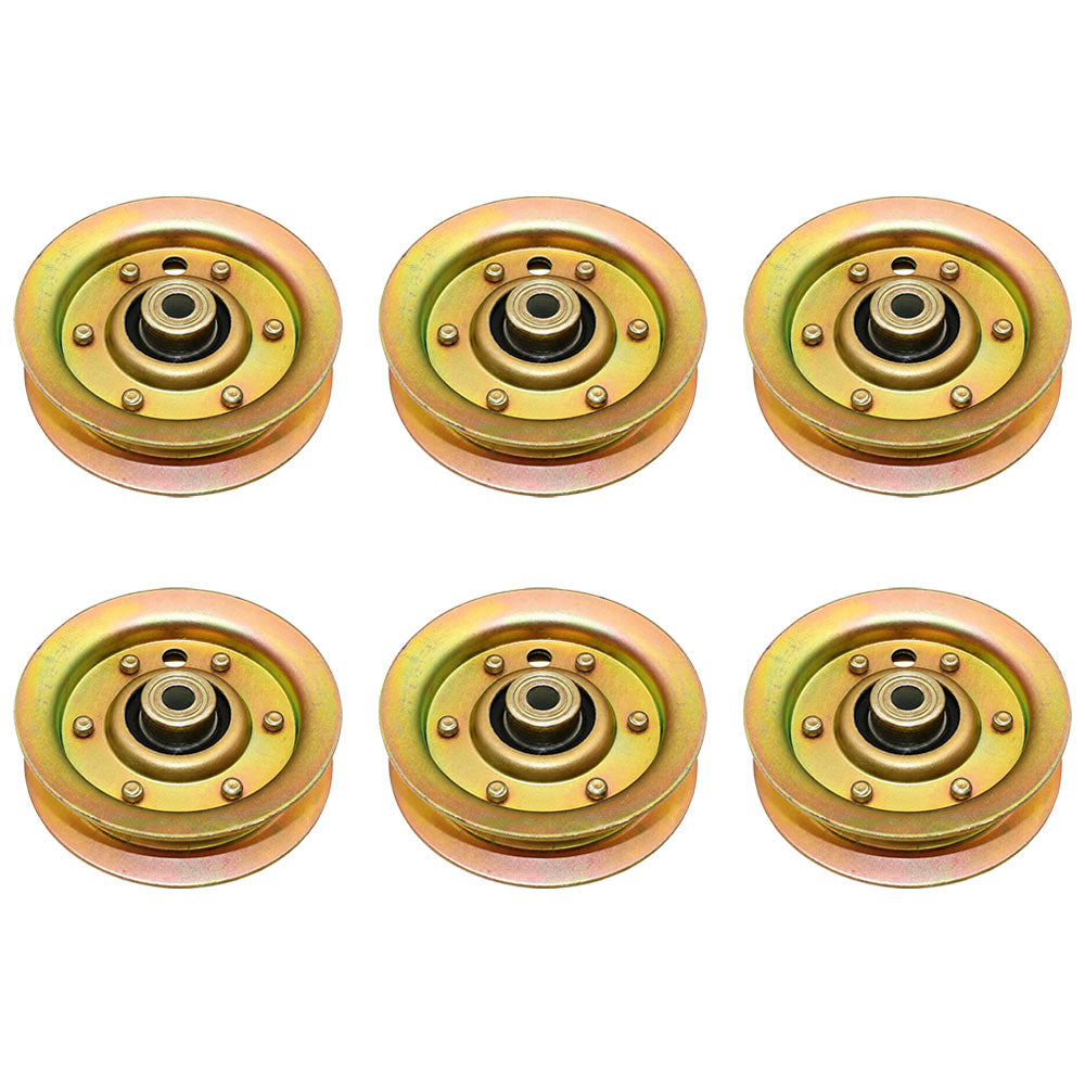 104360X Qty 6: Flat Idler Pulleys
 Fits Poulan DPR 20H46ST A DPR 22H46ST A