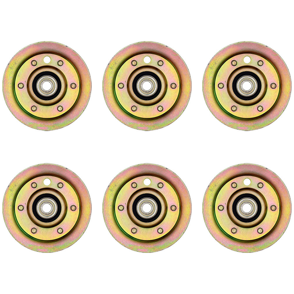 104360X Qty 6: Flat Idler Pulleys
 Fits Murray M 14542 A M 14542 B MBA 16107 A