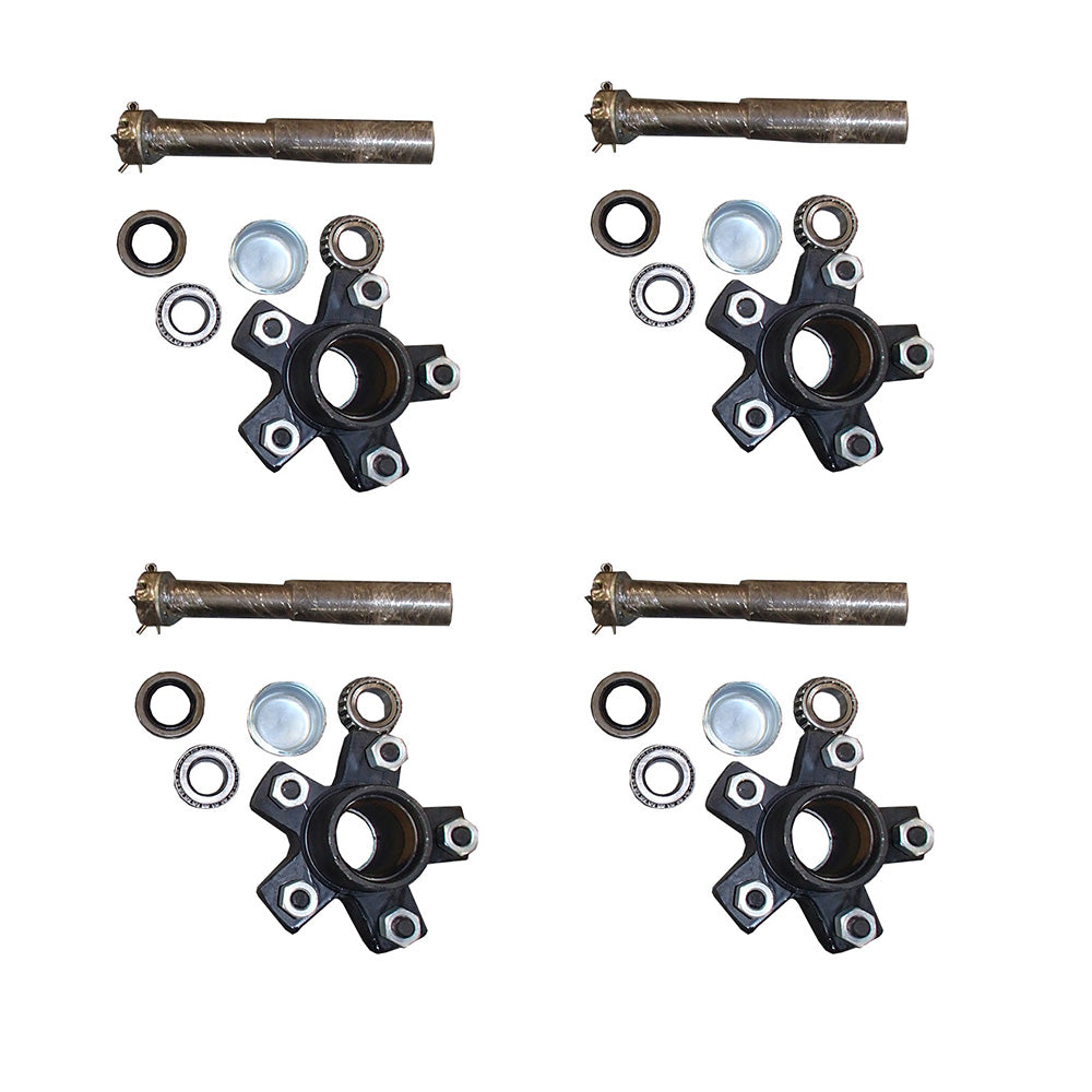 4 Trailer Axle Hub Spindle Kits 5 on 4.5" 1" Round 2000 lb 008-259-05