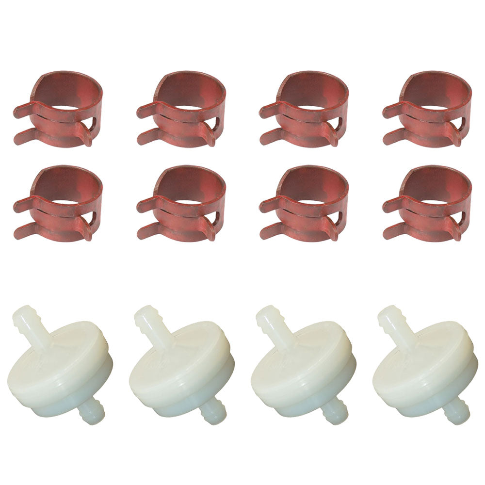 4 Fuel Filters and 8 Hose Clamps  Fits Cub Cadet Replaces 394358